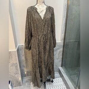 A New Day Leopard Print Long Sleeve Maxi Dress Size Medium